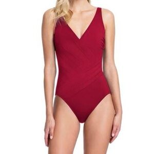 GOTTEX LATTICE V-NECK SURPLICE ONE PIECE